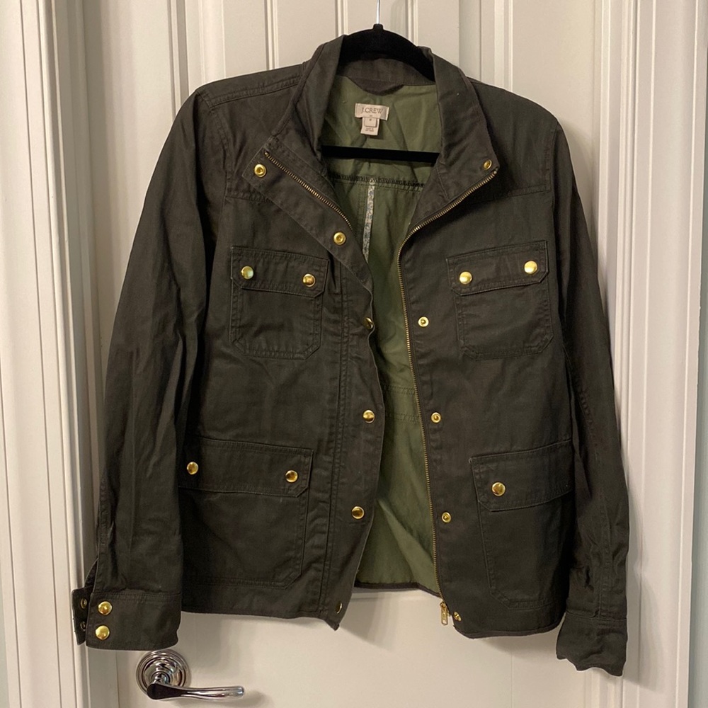 J.Crew Green cargo jacket with gold hardware